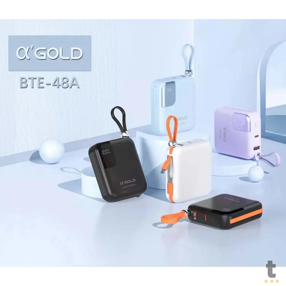 Carregador Portátil Power Bank AGold 10000Mah Turbo e PD Usb Tipo C e Lighting Preto - BTE-48A Truedata